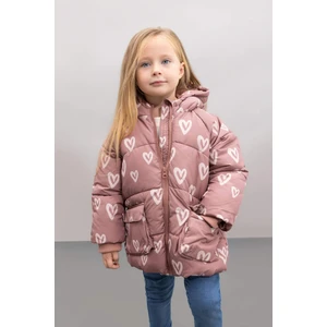 Kız Bebek Çiçekli Kapüşonlu Şişme Mont C5313A524AU