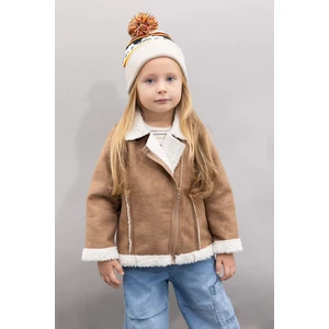 Kız Bebek V Yaka Mont Suni Kürk Astarlı Cep İçi Polarlı Süet Mont C6578A524AU