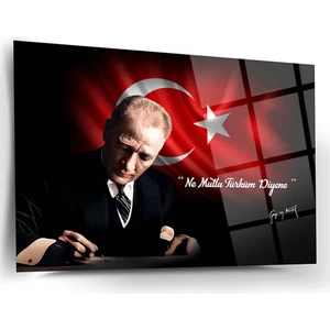 Atatürk 4mm Kırılmaz Temperli Yüksek Çözünürlüklü Cam Tablo