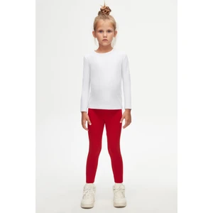 Beyaz Basic Mevsimlik Likralı Uzun Kollu Kız Çocuk Tişört