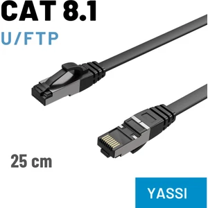 Cat8 Yassı Ftp Lsnh Ethernet Patch Kablo 25 cm Siyah