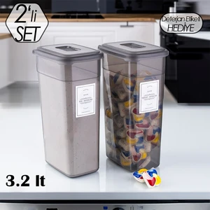 Diamond 2li Deterjan Saklama Kutusu Etiketli Saklama Kabı Çok Amaçlı Saklama Kabı Seti 3,2lt