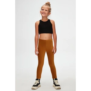 Hardal Kız Çocuk Fitilli Kadife Tayt