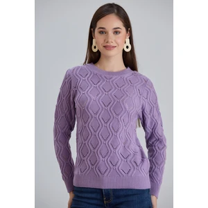 Kadın Ajurlu Desenli Triko Örme Kazak