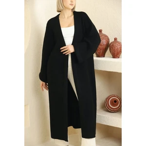 Kadın Uzun Maxi Boy Dokulu Triko Oversize Triko Hırka