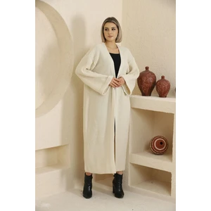 Kadın Uzun Maxi Boy Dokulu Triko Oversize Triko Hırka