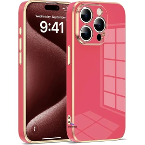 iPhone 16 Pro Max Kılıf Kamera Korumalı Parlak Silikon Kenarları Dore Tasarım