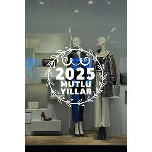 New Jargon Yeni Yıla Özel 2025 Mutlu Yıllar Yazısı Taç Süslemesi ve Kar Tanesi Stickerları