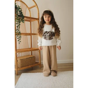 Çocuk Dünyası Ankara Leopar Kurdeleli Detaylı Kız Çocuk Kışlık Tarz Eşofman Takımı