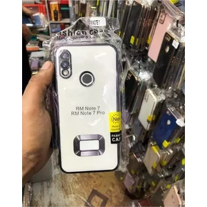 Xiaomi Redmi Note 7 Pro Kılıf Logo Yeri Açık Kamera Lens Korumalı Renkli Kenarlı Şeffaf Silikon