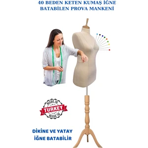 Manken İstanbul Yüksek Kalite 40 Beden Keten Kumaş Iğne Batabilen Prova Mankeni Terzi Mankeni