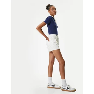 Mini Kot Şort Etek Düğmeli Cepli Rahat Kesim