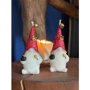 2'li Happy New Year Gnome Cüce Dekoratif Mum Seti