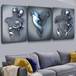 Zevahir Mobilya Dekorasyon Zevahir 3'lü Kanvas 50 X 70 Cm Sanat Heykel Aşk Tablosu