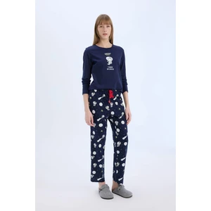 Fall in Love Snoopy Pijama Takımı Regular Fit Uzun Kollu Üst Beli Lastikli Uzun Alt E0228AX24WN