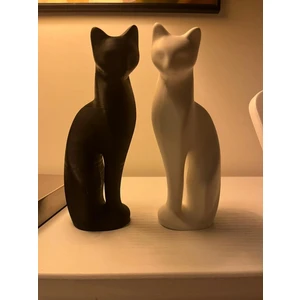 Dlc 3d Design 2'li Modern Kedi Biblo, 22  cm  Siyah Beyaz Dekoratif Kedi Figürü, Pinterest Obje