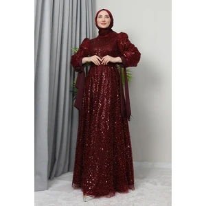 Giza Store Betül Tesettür Abiye Bordo