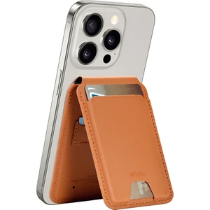 Findmy Özellikli Magnetik Standlı Kartlık MW-005 Qi Kablosuz Şarj Uyumlu Mag Wallet Kahverengi
