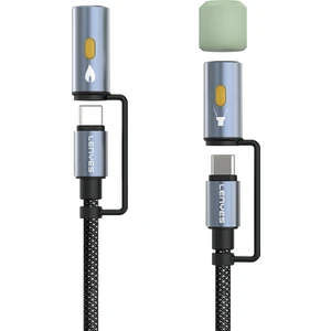 LC111 Çoklu Şarj Kablolu Fener ve Çakmaklık Özellikli 4in1 Kablo 60W 1m Gri