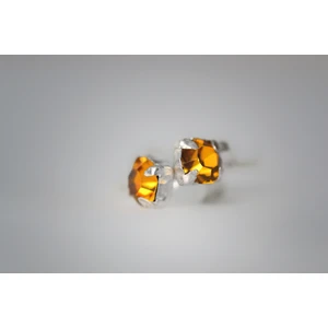 Sarı Topaz Doğal Taş Mini Gümüş Küpe