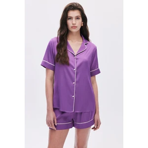 Feu De Elu Colorex Eflatun Kısa Saten Pijama Takımı