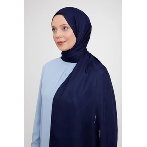 Koyu Lacivert Hologram Desen Jakarlı Janjan Şal