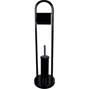 Maxiflow Klozet Fırça & Kağıtlık Ayaklı Set 80CM Siyah