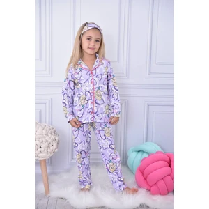 Pjkö Frouzen Elsa Desenli Lila Uzun Kollu Önden Düğmeli Kız Çocuk Pijama Takımı 4-12 Yaş 579U