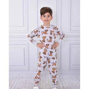 Srnp Kaplan Desenli Erkek Çocuk Uzun Kollu Pijama Takımı 3-10 Yaş 013