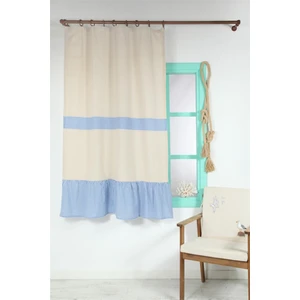 Naturel Perde Kornişli Vintage Mavi 100X185 cm