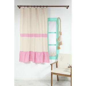 Naturel Perde Kornişli Vintage Pembe 100X185 cm
