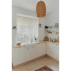 Cotton Maison Naturel Potlu Tül Perde Retro Krem