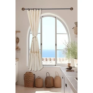 Naturel Fırfırlı Dantelli Perde Vintage