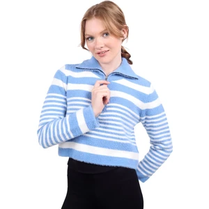 6619 Fermuar Detay Yumoş Kazak Bebe Mavi