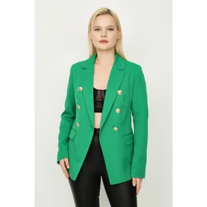 Select Moda Kadın Gold Düğme Kapamalı Astarlı Blazer Ceket