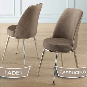Pefa Serisi 1 Adet Cappucino Mutfak Sandalyesi Krom Kaplama Metal Ayak  Babyface Kumaş