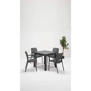 Home Antrasit Plastik Rattan Kollu 4 Kişilik Bahçe ve Balkon Masa Takımı – Suya ve Güneşe Dayanıklı, Şık ve Dayanıklı Tasarım