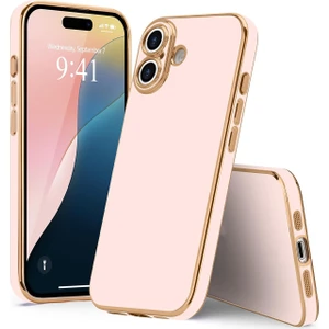 iPhone 16 Kılıf Kamera Korumalı Parlak Renkli Kenarları Dore Tasarım Silikon Kapak
