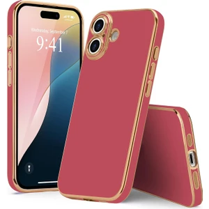 iPhone 16 Kılıf Kamera Korumalı Parlak Renkli Kenarları Dore Tasarım Silikon Kapak
