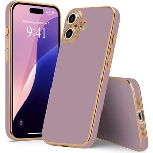 iPhone 16 Kılıf Kamera Korumalı Parlak Renkli Kenarları Dore Tasarım Silikon Kapak