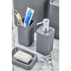 Line 3 Parça Kare Lavabo Banyo Seti - Sıvı Sabunluk Katı Sabunluk Diş Fırçası