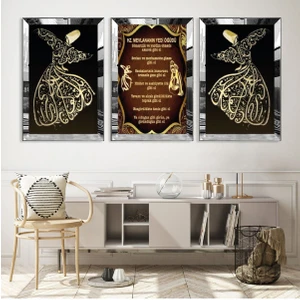 Mevlana'nın Yedi Öğüdü Gümüş Pleksi Kenar Mdf Tablo