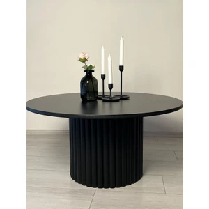 90 cm Siyah Yuvarlak Orta Sehpa Mdf
