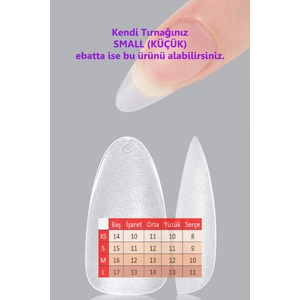 Easy Beauty 100 Adet Jel Tips SMALL Beden BADEM Takma Tırnak ORTA Uzunlukta Yapıştırıcı Hediyeli