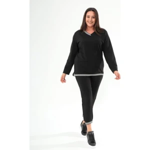 Kadın Eşofman Takımı V Yaka Büyük Beden Premium Kumaş %100 Pamuk