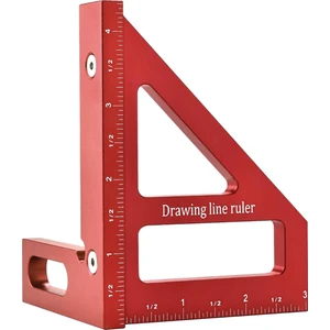 Çok Açılı Ölçüm Cetveli, 45/90 Derece Alüminyum Alaşımlı Ağaç Işleme Kare Açıölçer, Gönye Üçgen Cetvel-Kırmızı (Yurt Dışından)
