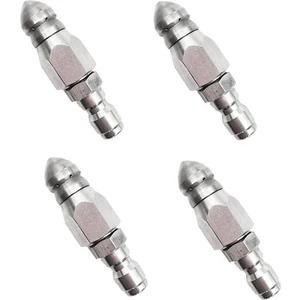 4x Basınçlı Yıkama Kanalizasyon Jetter Nozulu, Paslanmaz Çelik, Dayanıklı Tasarım Kanalizasyon Jet Nozulu, 1/4 Inç Hızlı Bağlantı (Yurt Dışından)