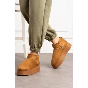 Lelnon Kadın Bot Içi Kürklü Kalın Tabanlı Taba Süet