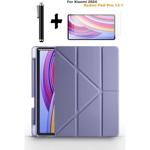 TEKNETSTORE Xiaomi Redmi Pad Pro 12.1 Uyumlu Kalem Bölmeli Standlı Kılıf + Ekran Koruyucu + Kalem 3'lü Set
