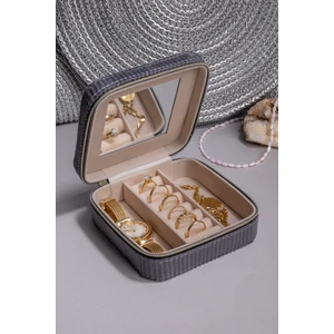 Kare Aynalı Siyah Fitili Kadife Mücevher, Organizer, Takı Kutusu 12 X 12 X 5 cm